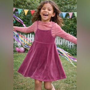 Girls Size 8 Velvet Fit & Flare Dress w/ Sheer Shimmer Top – Worn Once 💗
